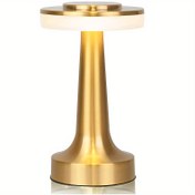 Resim 1 adet Şık Altın LED Masa Lambası, 3 Seviyeli Parlaklık - Dokunmatik Kontrol, Şarj Edilebilir Metal Masa Işığı, USB ile Çalışan, Yatak Odası & Yemek Odası Atmosferi için İdeal, Şarj Edilebilir Masa Lambası 