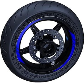 Resim Moto GP İç Jant Şeridi Sticker Reflektif, Floresan, Özel Renkler Reflektif Mavi 