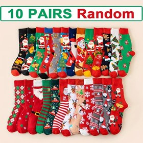 Resim 10 Çift Kadın Noel Çorapları - Bayramlık Noel Baba, Geyik, Kar Adamı, Şeker Kutuları - Sıcak Orta-Baldır Tatil Çorapları - Kırmızı, Yeşil, Altın Tatil Renkleri - Makinede Yıkanabilir Noel, Partiler, Hediyeler için - Toplu Noel Süslemeleri, Çoraplar İçin Noel Çorapları, Parti Aksesuarları, Neşeli Desenler, Dayanıklı Malzeme, Hediye Alıcılar, Mevsimlik Aksesuarlar, Karikatür Desenler, Rahat Malzeme, Hediye Alıcıları 