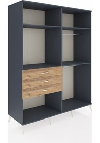 Resim Kronos Gardrop 4 Raflı 3 Çekmeceli 2 Askılı 176x59x221 Antrasit-antrasit/çam Antrasit/çam 