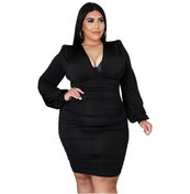 Resim Sones Düz Renk Kalça Büyük Beden Elbise Siyah 