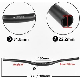 Resim tur bike Siyah Wake Bisiklet Alüminyum Gidon 780mm 31,8mm 
