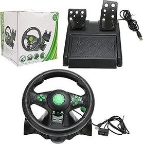 Resim PC Oyun Yarış Direksiyonu, Pedallı, Ergonomik 180 Derece Evrensel USB Araba Sim-Yarış Direksiyonu, Hot Plug, 360, , PC için 
