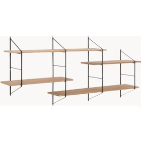 Resim Belfast Metal Ahşap Duvar Rafı Açık Ahşap 