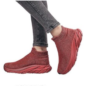 Resim Kadınlar İçin Sıcak Pamuklu Ayakkabılar Yeni Varış Polar Astarlı Çorap Ayakkabılar Çiftler İçin Günlük Ratetime Bordo 