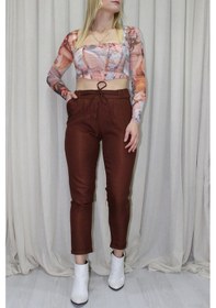 Resim Duble Paça Yün Efekt Pantolon Taba - 1362 Çok Renkli 