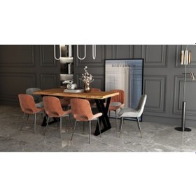 Resim Masif Ahşap Pinus Sulamalı Yemek Masası 85x240x76cm 