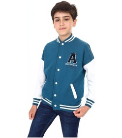 Resim Toontoy Kids Toontoy Erkek Çocuk Kolej Yaka Çıtçıt Kapama Cepli Düşük Omuz Nakış Baskılı Renk Bloklu Örme Hırka - 2 İplik Şardonlu Petrol Mavi 