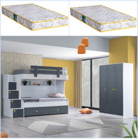 Resim Setaymobilya Metris Yavru Yataklı Ranza + 3 Kapaklı Dolap + 2 Comfort Yatak 