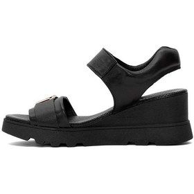 Resim Mammamia D25ys-2995 Kadın Hakiki Deri Dolgu Topuk Sandalet Siyah Siyah 