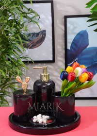 Resim MIARIK DESIGN & DEKORASYON Dekoratif Mermer 5 Li Banyo Seti Takımı 