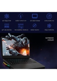 Resim Coofbe Led Işıklı Ayarlanabilir 7 Kademeli Stand 6 Fanlı Göstergeli Notebook Laptop Soğutucu Turbo Fan 