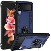 Resim Galaxy Uyumlu Z Flip 3 Kılıf Hptk Vega Kapak - Mavi Mavi 