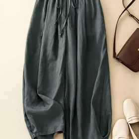 Resim Kadınların Şık Kahverengi Geniş Bacaklı Pantolonları - Yüksek Bel, Akışkan Tasarım, Bahar/Sonbahar Rahat Giyim İçin Mükemmel, Yüksek Bel Pantolonlar 