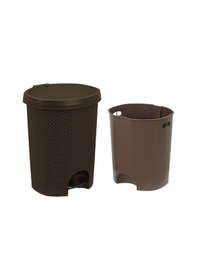 Resim Sağlam Plastik Damla Pedallı Çöp Kovası 2 Nolu İç Kovalı 11 Lt Kahverengi Diğer 