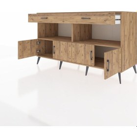 Resim Kronos Konsol 2 Raflı 2 Çekmeceli 4 Kapaklı 176x59x99 Çam-çam Çam-çam 