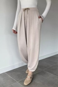 Resim Cepli Şalvar Pantolon Taş TZL-P-00020966 