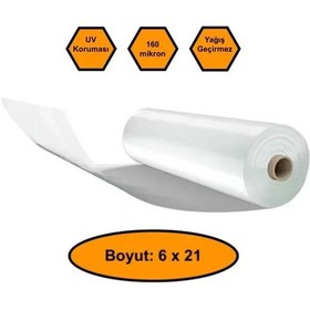 Resim 160 Micron Naylon Örtü, Şeffaf Su Geçirmez Naylon, 6x21 Metre 