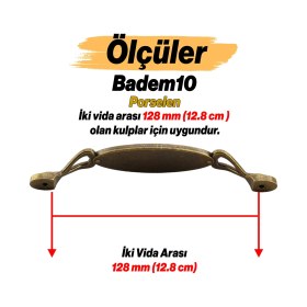 Resim Nzb Porselen Eskitme Antik Sarı Kulp 128 mm Mobilya Çekmece Mutfak Dolabı Dolap Kapak Kulplar Kulb 
