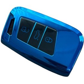 Resim Autohan Keys Volkswagen Passat B8 Uyumlu Akıllı Anahtar Kumanda Kabı Kılıfı, Nano Lacivert-siyah Renk 