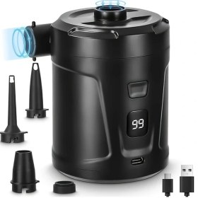 Resim Willowhaven Black Taşınabilir Şarjlı Kablosuz Hava Pompası 5200mah Otomatik Camping Yatak Havuz 