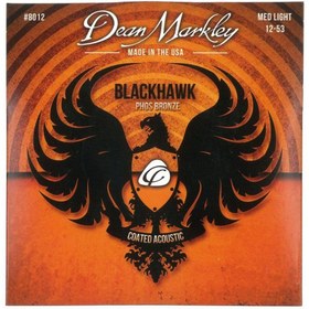 Resim Dean Markley 8012 Blackhawk Kaplamalı Akustik Gitar Teli (12-53) | Medium Light Kalınlık Parlak Ton 