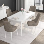 Resim Canisa Concept Noa Serisi, 80X132 Açılabilir Mdf Masa, Beyaz Mutfak Masa Takımı, 4 Sandalye 