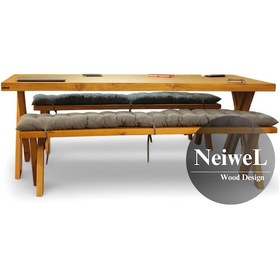 Resim Neiwel Tuer Doğal Ahşap Banklı Toplantı Masasıı x 100 x 200 Açık Ceviz 