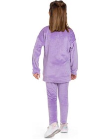 Resim My Kids Wear Kadife Basic Düz Renk Çocuk Takım Lila 