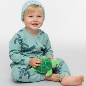 Resim Zekids Erkek Çocuk Kaplumbağa Desenli Pamuklu Pijama Takımı 6-9 Ay 6 Yaş Aralığı -16846 Mint 