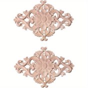 Resim 2 adet Vintage Ahşap Oyma Sticker, 21.08cm x 14.99cm - Mobilya & Duvar Dekoru için Zarif Çiçek Tasarımları, Oturma Odası, Yatak Odası, Mutfak için İdeal - Elektrik Gerektirmez, Tatil Yenileme için Mükemmel 