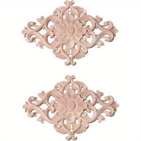 Resim 2 adet Vintage Ahşap Oyma Sticker, 21.08cm x 14.99cm - Mobilya & Duvar Dekoru için Zarif Çiçek Tasarımları, Oturma Odası, Yatak Odası, Mutfak için İdeal - Elektrik Gerektirmez, Tatil Yenileme için Mükemmel 