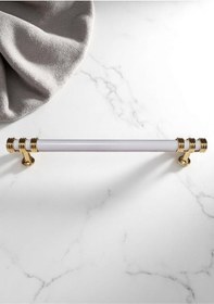 Resim Nesli Alüminyum Metal Lüks Modern Mobilya Çekmece Mutfak Dolabı Kulpu Beyaz-altın 160mm 10 Adet Beyaz - Altın 