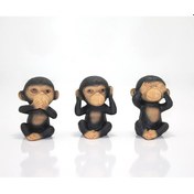 Resim Polyester 3 Maymun Biblo Dekoratif Bertek Dijital Hediyelik 