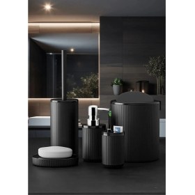 Resim Teknoparkx 5'li Siyah Banyo Takımı Renkli Aksesuar ve Düzenleyicileri Banyo Dekorasyonu İçin Kaliteli Set 