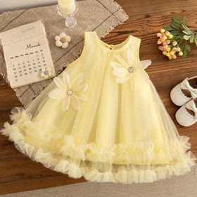 Resim ZOSEYIES Yazlık Kolsuz -Line Elbise - Hardal Sarısı Fırfırlı Kısa Parti Elbisesi, Şapkalı İnce Gövde ve Kabarık Etek, Esnek Olmayan 1 Yaş Doğum Günü, Fotoğraf Çekimleri & Özel Etkinlikler için Yumuşak Kısa Elbise (Elde Yıkanabilir) 