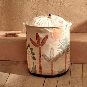 Resim BELLA MAISON Abstract Safari Ağaç Baskılı%70 Polyester%30 Pamuk Çamaşır Sepeti, Çok Renkli, Ağzı Büzgülü, 36x40 cm 