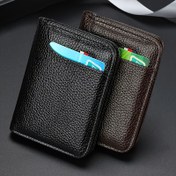 Resim Yeni Siyah/Kahverengi Kartlık - Minimalist, Dayanıklı ve Çok Yönlü Beyaz/Kırmızı/Mavi Logo Tasarımı, İnce Taşınabilir Anti-Manyetik PU Deri Çok Katmanlı Banka/Kredi Kartları Organizatörü, Erkekler ve Kadınlar İçin Günlük Temel Aksesuar 