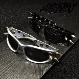Resim Cyberpunk Geleceksel Gözlükler Ağır Metal Perçinli Havalı Dekoratif Gözlükler 