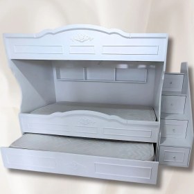 Resim Mürsel Çocuk Ranzası (Beyaz - Çıtalı Model) 