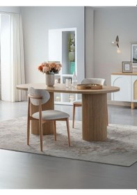 Resim Horizon İskandinav Oval Natural Ahşap Bohem Masa 80x190 Natural Ayak - Natural Üst 