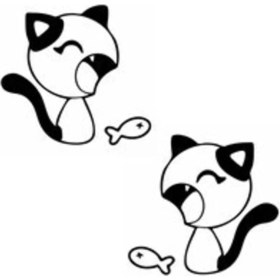 Resim Kedi ve Balık Su Geçirmez Çıkarılabilir 2 Parça 20*18 cm 