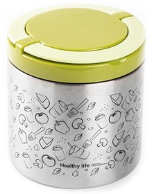 Resim Tantitoni Tedemeı Paslanmaz Çelik Yuvarlak Desenli Yemek Termosu 630ml 