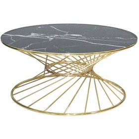 Resim Orta Sehpa Brc RİVOLİ MODELSiyah Mermer Cam Metal Çelik GOLD renk Kaplama Ayak El Yapım 