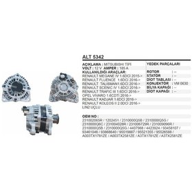 Resim Alternator 12V 185A Fluence Megane 1.6 Dci Lin 504625666 