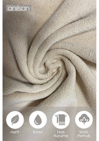 Resim 6'lı Bej El Havlusu - 50x90 Cm, 225 Gr, %100 Pamuk, Spa Ve Otel Havlusu, Günlük Kullanıma Uygun Bej 