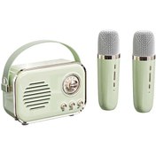 Resim Teltree Klasik Mini Bluetooth Hoparlör, Dışarıda Karaoke İçin Mikrofonlu, Çift Mikrofonlu, Hızlı Bağlantı, 10m Mesafe, 5w Subwoofer, Yeşil Renk 