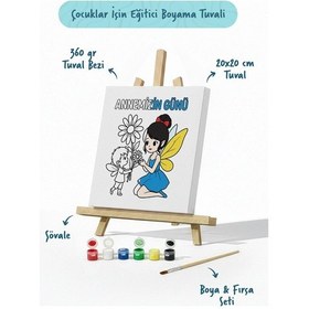 Resim Annemizin Günü Temalı Eğitici Boyama Tuvali Şövaleli Set 20x20 Cm 