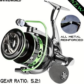 Resim 1 adet, Döner Makara, Yeşil Boyalı, Altın Kaplama Metal Dişli ve Mil, Alüminyum Alaşımlı Hat Şaftı, 5.2:1 Yüksek Hız Oranı, Metal Salınım Kolu, Yüksek Mukavemetli Metal Gövde, Sol-Sağ El Değiştirilebilir Tuzlu Su Tatlısu Sazan Balıkçılığı için 