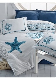 Resim Cotton Box Maritime Ranforce Nevresim Takımı Tek Kişilik Star Lacivert 